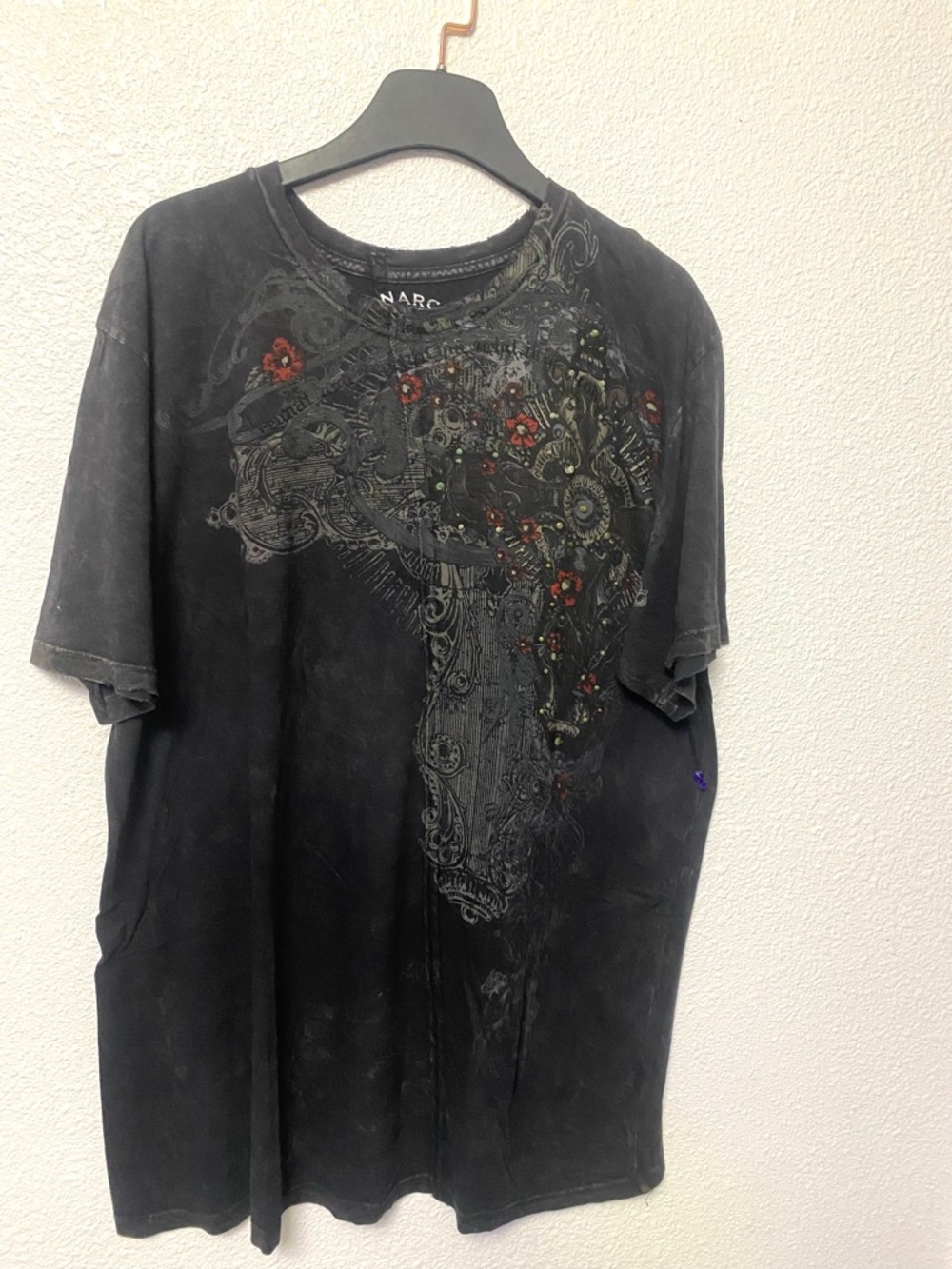 Vintage Monarchy Raw Edged Overstitched  Embellished T-Shirt Sz 2X